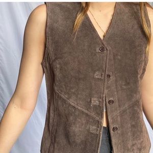 Amazing Vintage Brown Leather Vest